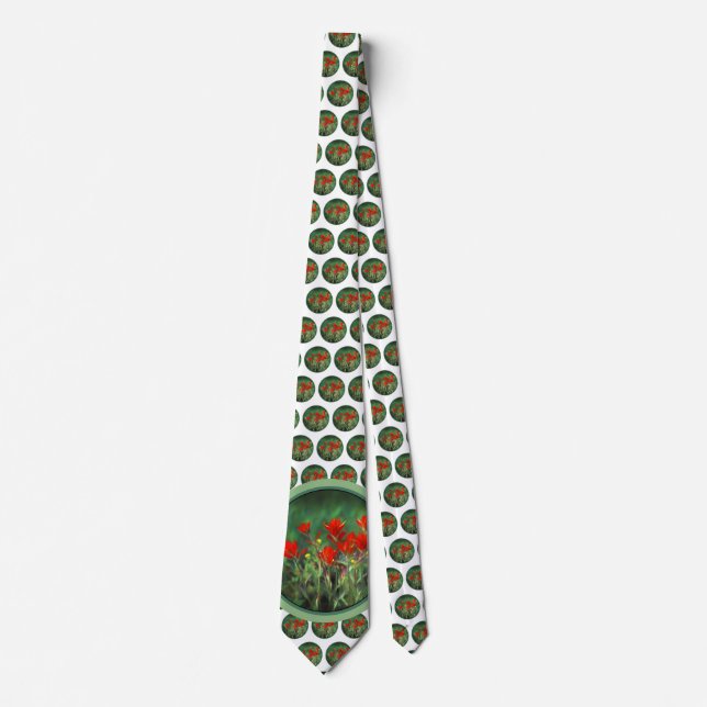Indian Paintbrush Painting - Original Flower Art Tie (Front)
