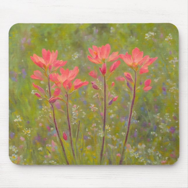 Indian Paintbrush Pink Wildflower Art Mouse Pad (Front)