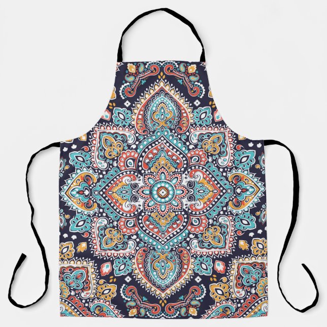 Indian Paisley: Ethnic Mandala Pattern Apron (Front)