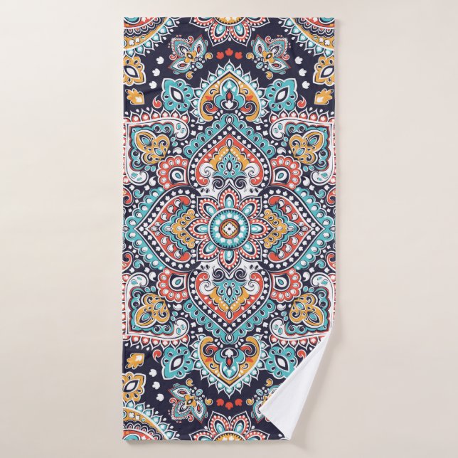 Indian Paisley: Ethnic Mandala Pattern Bath Towel (Bath Towel)