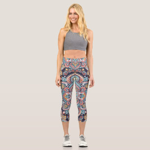 Indian Paisley: Ethnic Mandala Pattern Capri Leggings