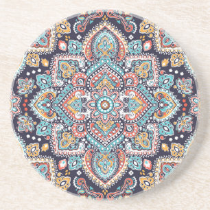 Indian Paisley: Ethnic Mandala Pattern Coaster