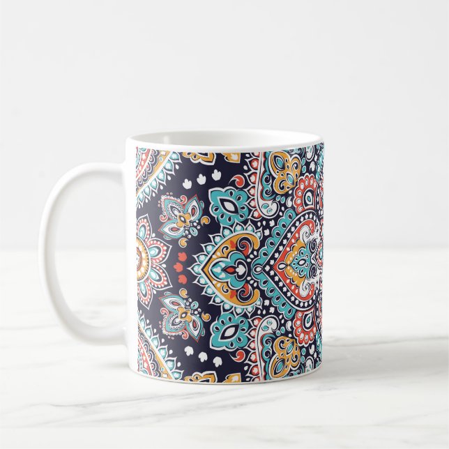 Indian Paisley: Ethnic Mandala Pattern Coffee Mug (Left)