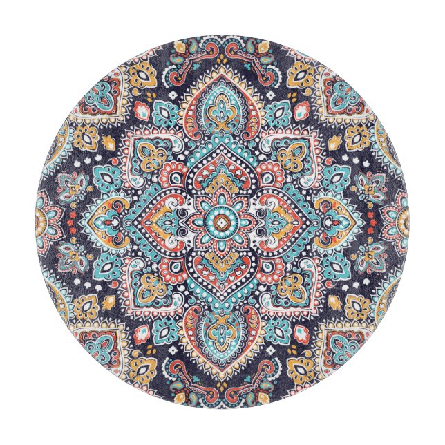 Indian Paisley: Ethnic Mandala Pattern Cutting Board (Front)