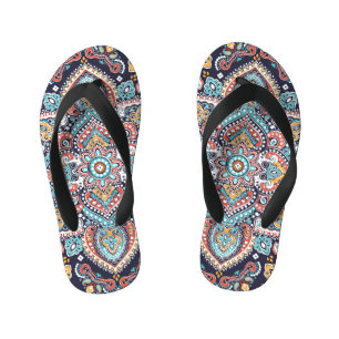 Indian Paisley: Ethnic Mandala Pattern Kid's Thongs