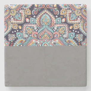 Indian Paisley: Ethnic Mandala Pattern Stone Coaster