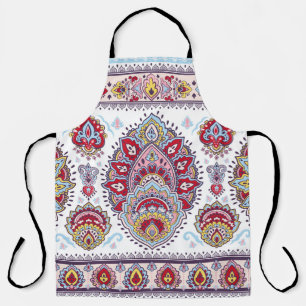 Indian paisley floral, ethnic medallion. apron
