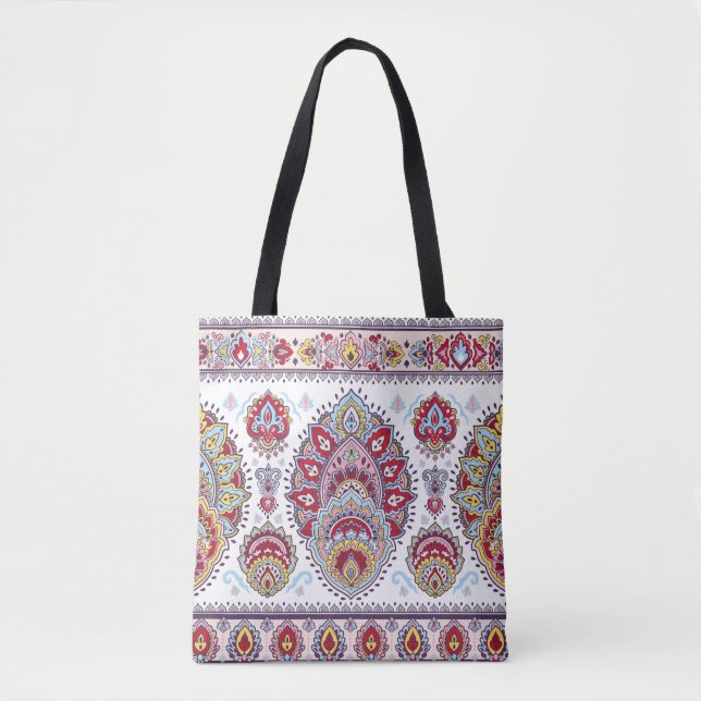 Indian paisley floral, ethnic medallion. tote bag (Front)