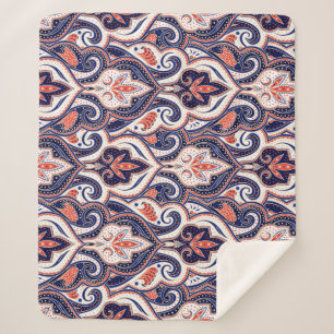 Indian Paisley: Floral Medallion Seamless. Sherpa Blanket