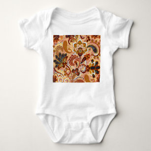 Indian Paisley: Floral Vintage Brown Baby Bodysuit