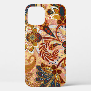 Indian Paisley: Floral Vintage Brown iPhone 12 Case