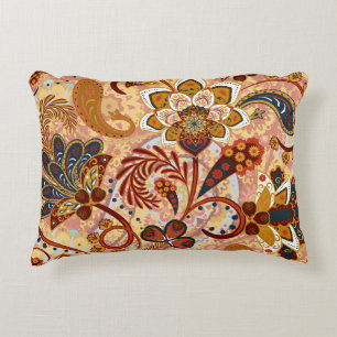 Indian Paisley: Floral Vintage Brown Decorative Cushion