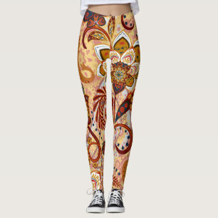 Indian Paisley: Floral Vintage Brown Leggings
