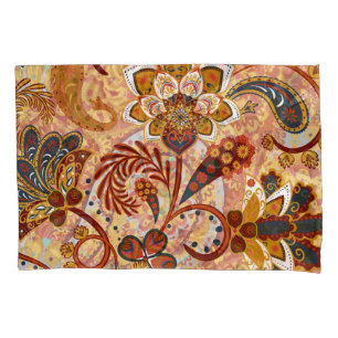 Indian Paisley: Floral Vintage Brown Pillowcase