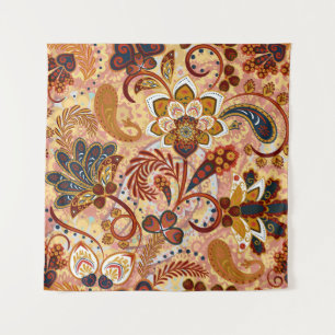 Indian Paisley: Floral Vintage Brown Tapestry
