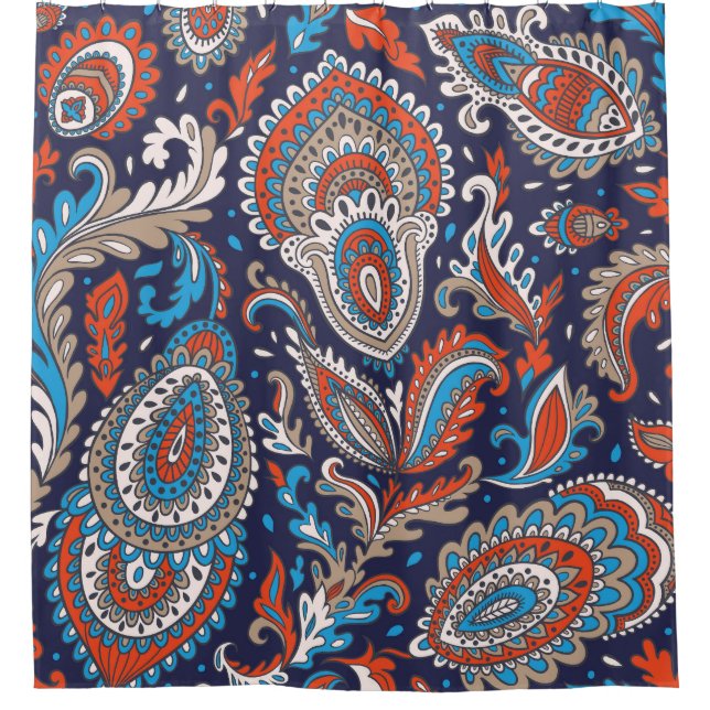 Indian Paisley Medallion Ethnic Pattern. Shower Curtain (Front)