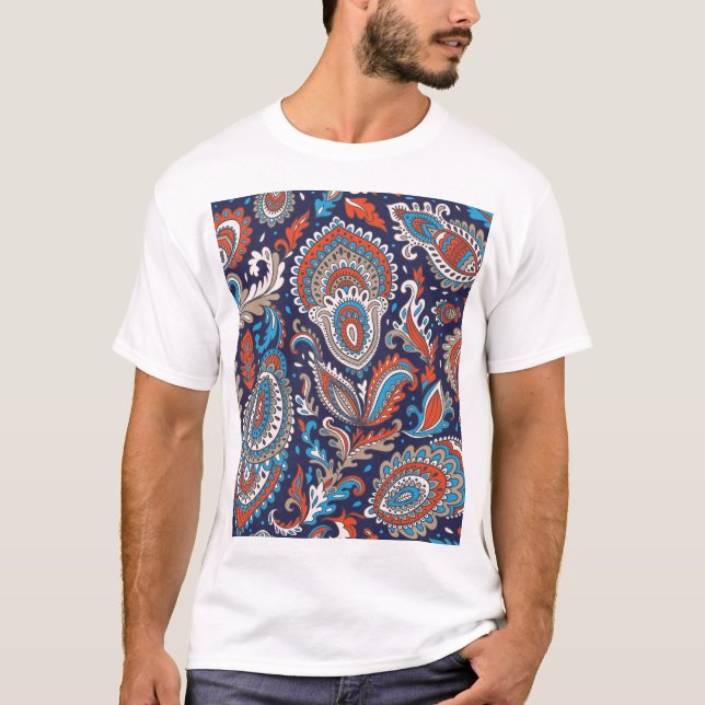 Indian Paisley Medallion Ethnic Pattern. T-Shirt (Front)