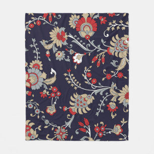 Indian paisley, navy background, traditional. fleece blanket