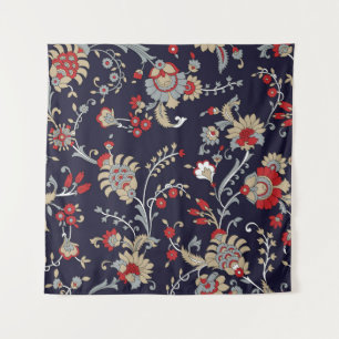 Indian paisley, navy background, traditional. tapestry