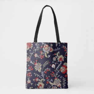 Indian paisley, navy background, traditional. tote bag