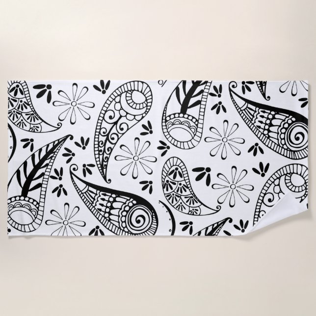 Indian Paisley Pattern Mankolam Beach Towel (Front)