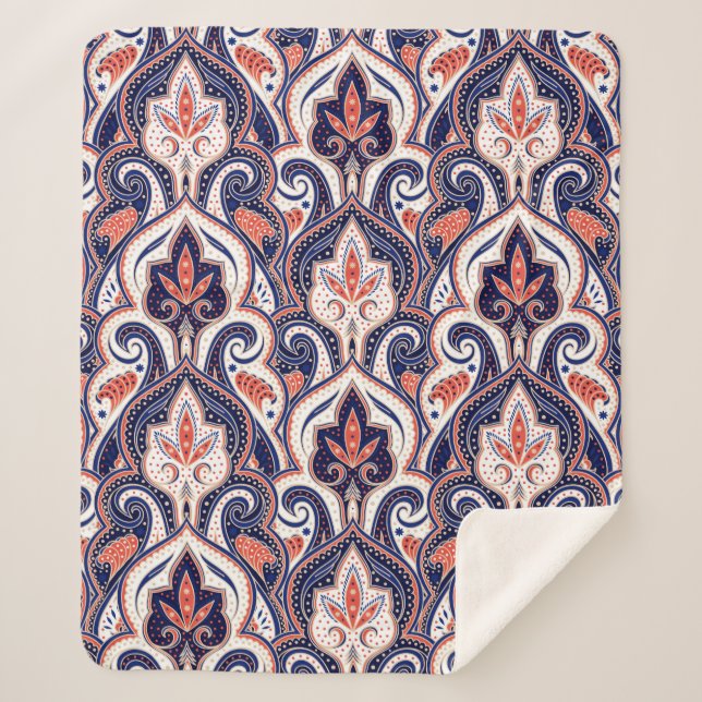 Indian paisley pattern seamless. Persian arabesque Sherpa Blanket (Front)