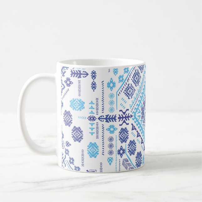 Indian paisley rug, ethnic mandala pattern. coffee mug (Left)