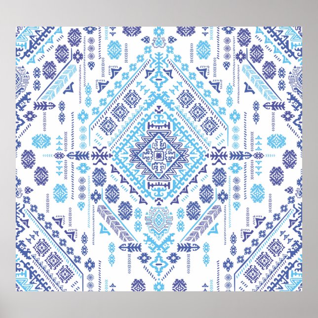 Indian paisley rug, ethnic mandala pattern. poster (Front)