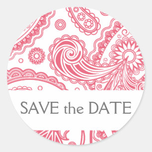 Indian Paisley Save the Date Classic Round Sticker