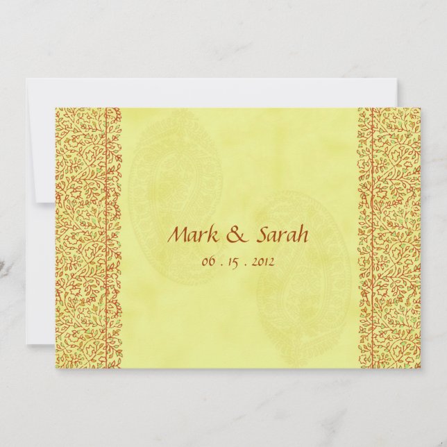 Indian Paisley Wedding Invitation (Front)