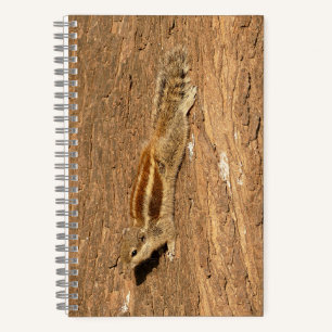 Indian Palm Squirrel on a Tree Trunk Notebook
