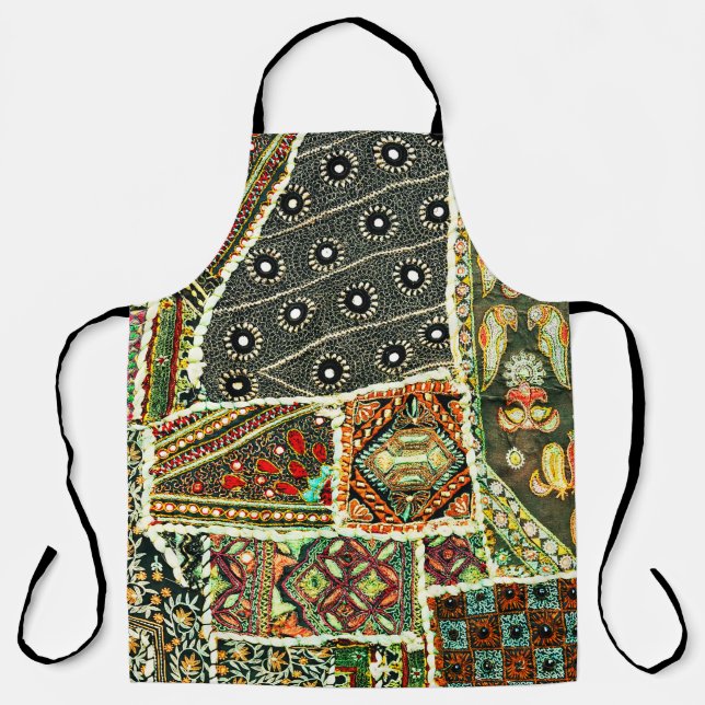 Indian patchwork carpet in Rajasthan, Asia Apron (Front)