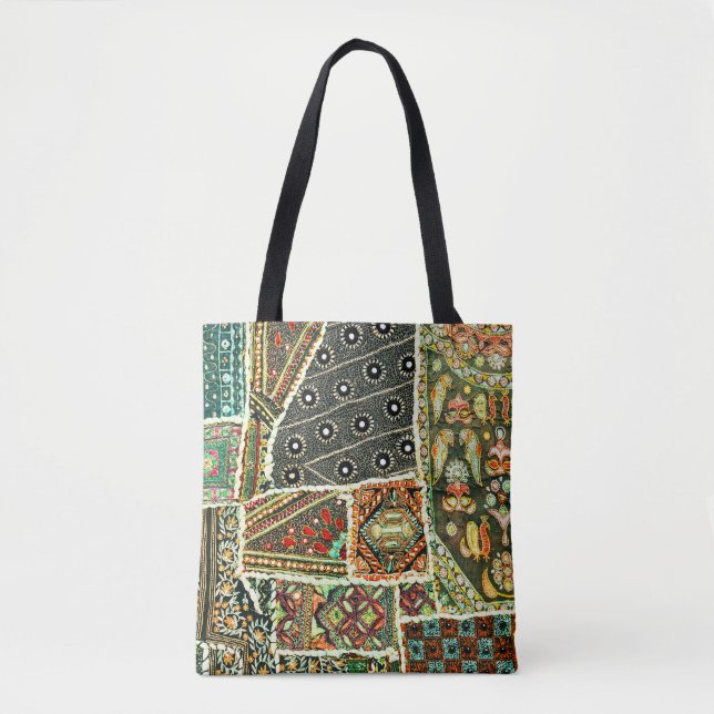 Indian patchwork carpet in Rajasthan, Asia Tote Bag (Front)