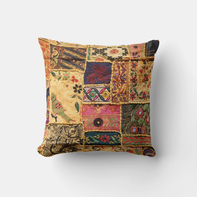 Indian Patchwork: Hampi Market Cloth. Cushion (Front)