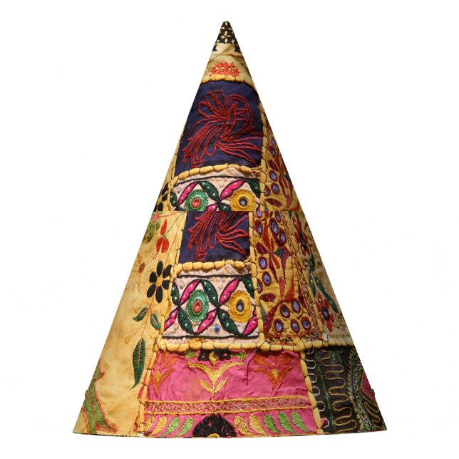 Indian Patchwork: Hampi Market Cloth. Party Hat (Front)