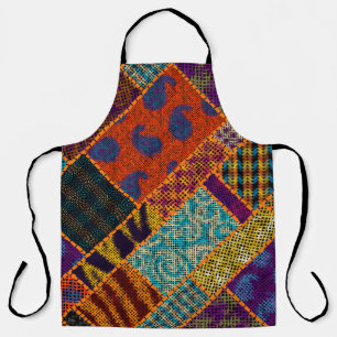 Indian patchwork imitation, vintage canvas. apron