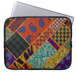 Indian patchwork imitation, vintage canvas. laptop sleeve