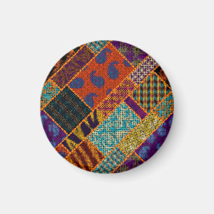 Indian patchwork imitation, vintage canvas. magnet