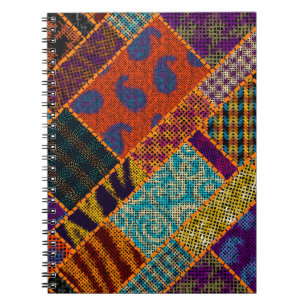Indian patchwork imitation, vintage canvas. notebook