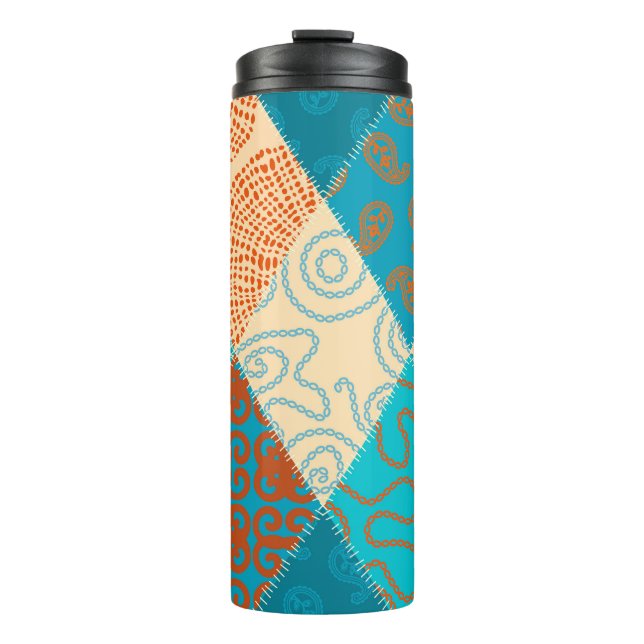 Indian patchwork seamless vintage design. thermal tumbler (Front)