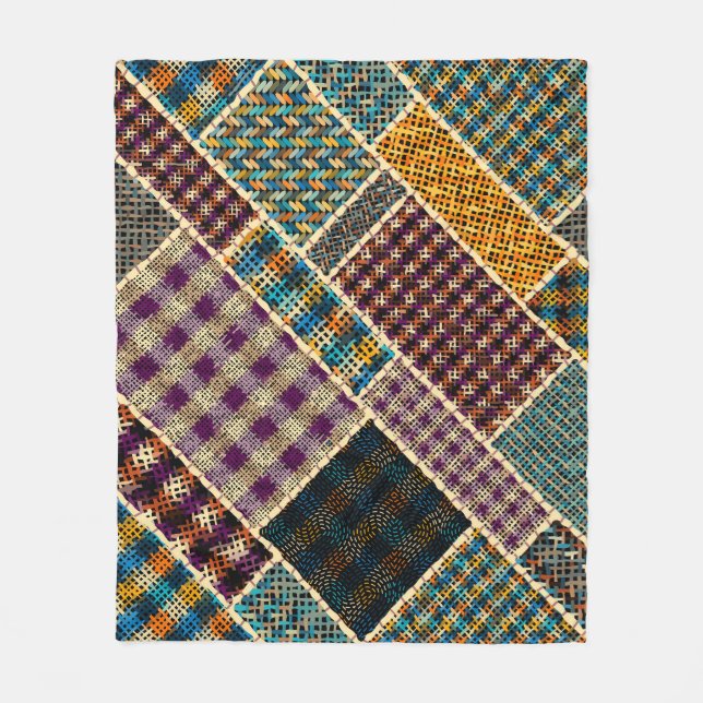 Indian Patchwork: Textured Canvas Imitation. Fleece Blanket (Front)
