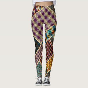 Indian Patchwork: Textured Canvas Imitation. Leggings