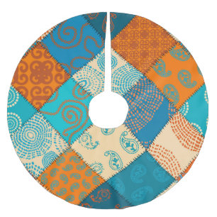 Indian patchwork: vintage seamless pattern. brushed polyester tree skirt