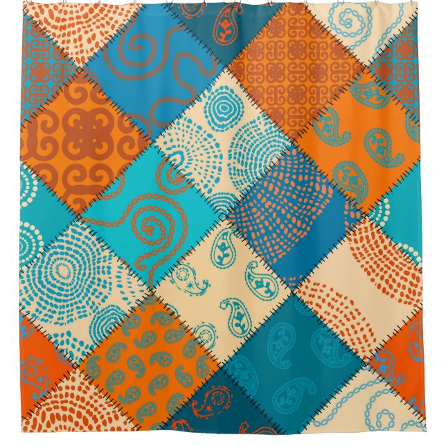 Indian patchwork: vintage seamless pattern. shower curtain (Front)