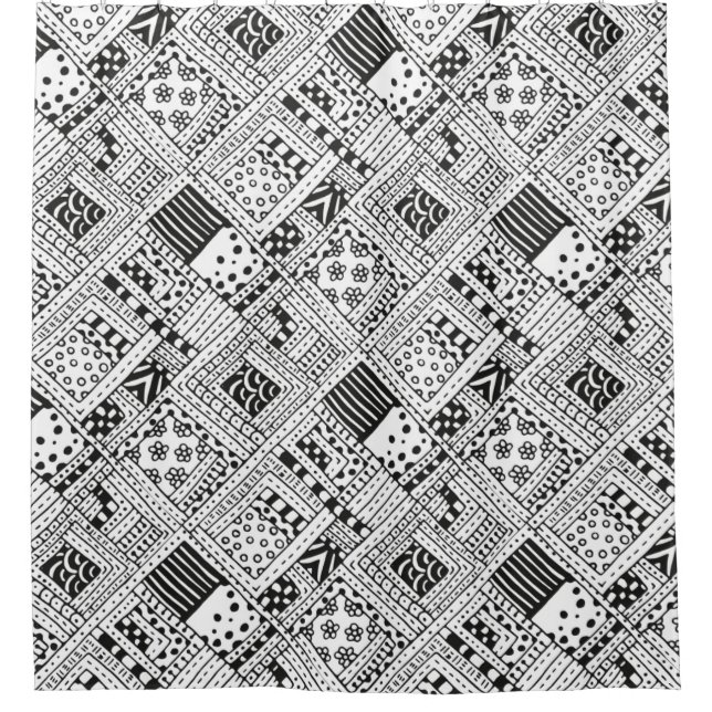 Indian Pattern Doodle Shower Curtain (Front)