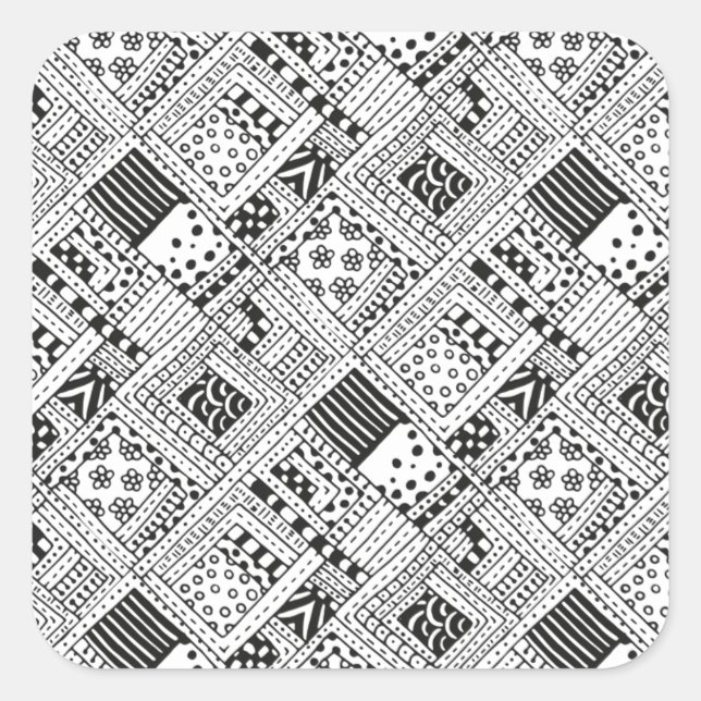 Indian Pattern Doodle Square Sticker (Front)