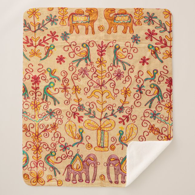 Indian pattern on fabricindian, fabric, india, orn sherpa blanket (Front)