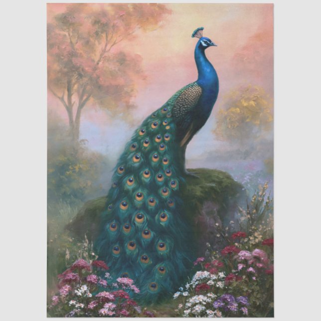 Indian Peacock Decoupage Art Tissue Paper (Front)
