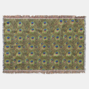 Indian peacock feather throw blanket