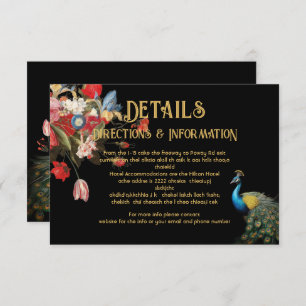 Indian Peacock Floral Wedding Details info card